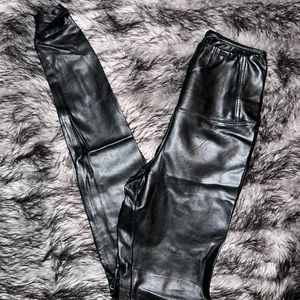 ARITZIA WILFRED FREE DARIA PANT - VEGAN LEATHER SKINNY BLACK XS FULL LENGTH